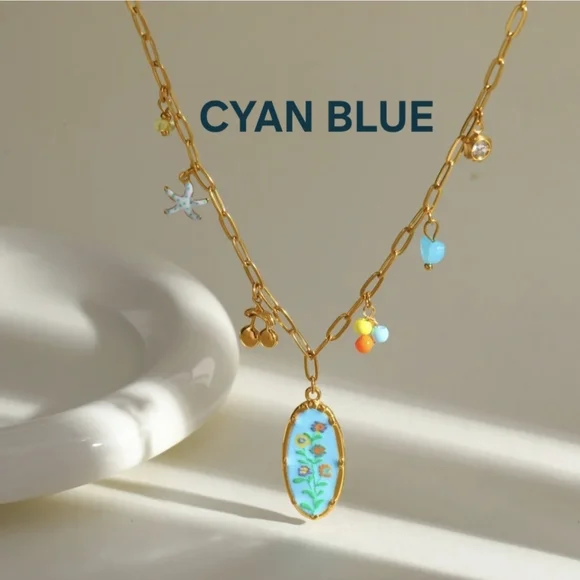 Floral Pendant Necklace Lavender Blue - Picture 6 of 13